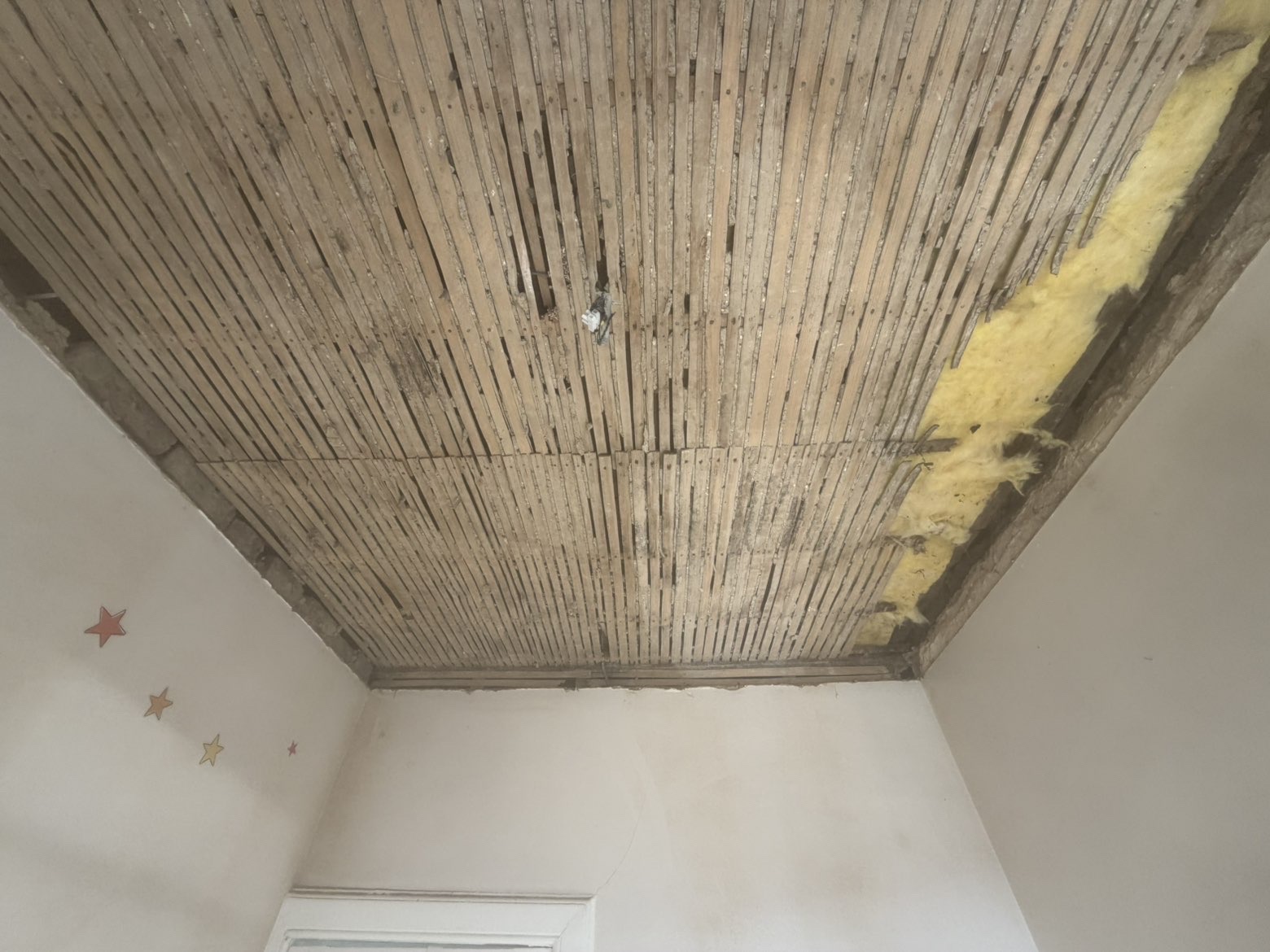 Lath ceiling replacement — before